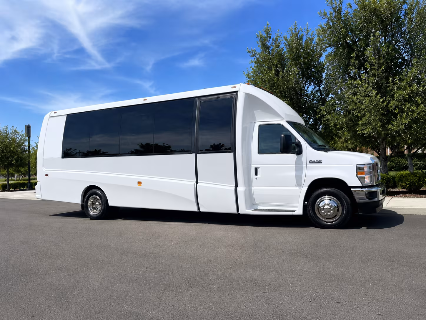 Clovis School Event Transportation party bus exterior