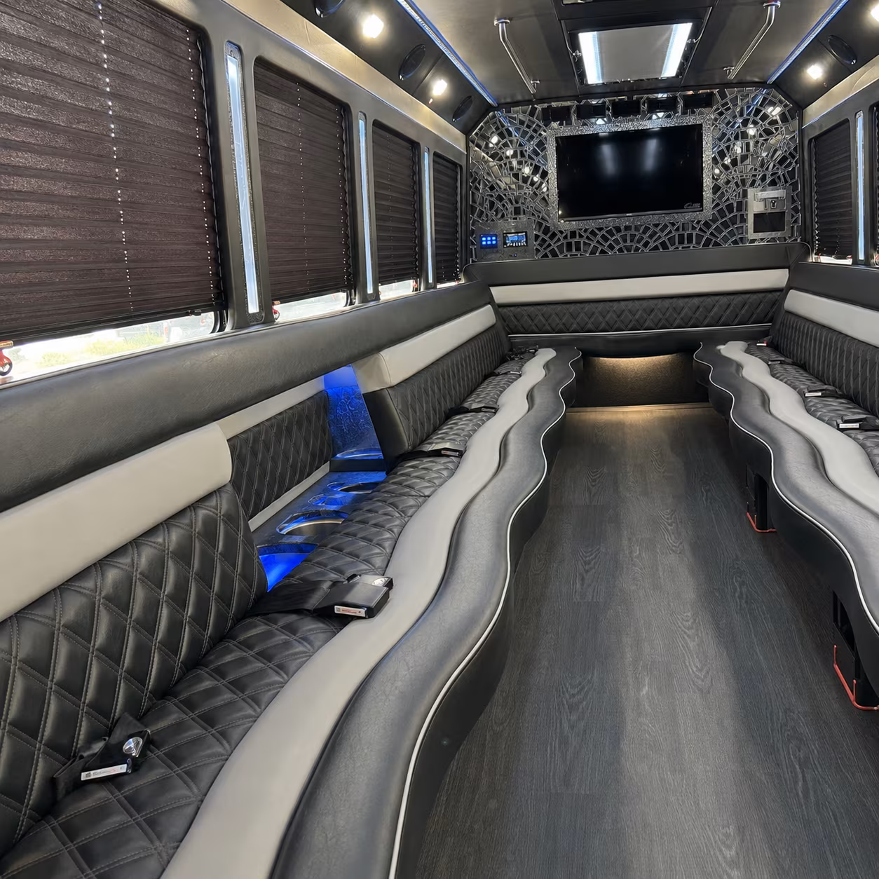 Clovis Wedding Transportation party bus exterior