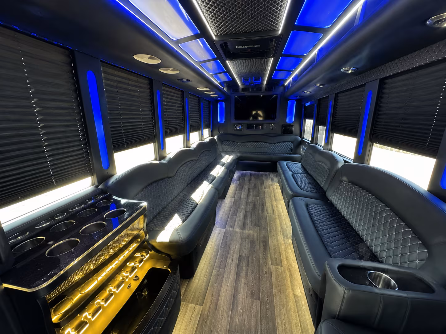 Clovis Wedding Transportation party bus exterior