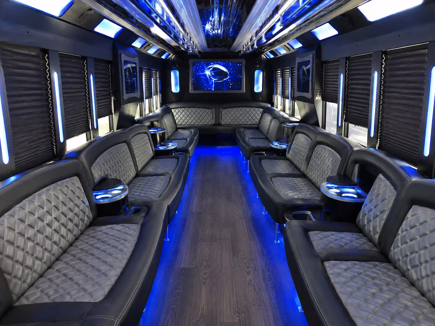 Clovis Wedding Transportation party bus interior
