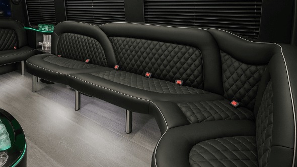 Interior of Charter Bus Company Chico's 15 Passenger Party Bus in Chico