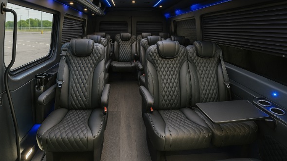 Interior of Charter Bus Company Clovis's 18 Passenger Minibus in Clovis