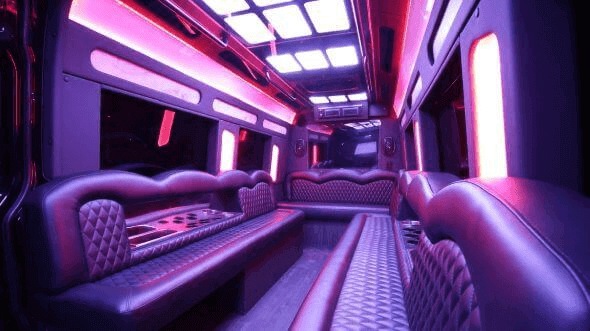 Interior of Charter Bus Company Modesto's 18 Passenger Party Bus in Modesto