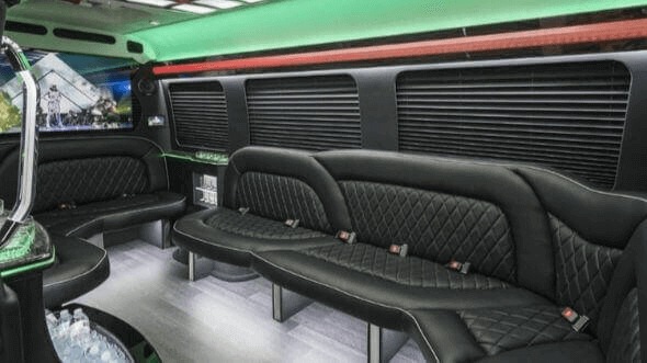 Interior of Charter Bus Company Turlock's 18 Passenger Party Bus in Turlock