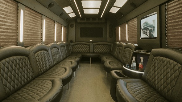 Interior of Charter Bus Company Chico's 20 Passenger Party Bus in Chico