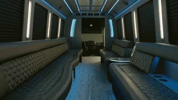 Interior of Charter Bus Company Hanford's 25 Passenger Party Bus in Hanford