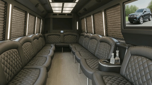 Interior of Charter Bus Company Madera's 25 Passenger Party Bus in Madera