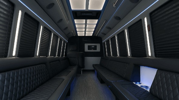 Interior of Charter Bus Company Turlock's 25 Passenger Party Bus in Turlock