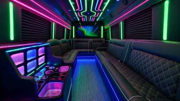 Interior of Charter Bus Company Madera's 28 Passenger Party Bus in Madera