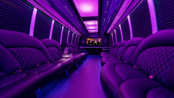 Interior of Charter Bus Company Hanford's 30 Passenger Party Bus in Hanford