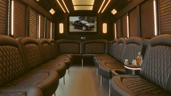 Interior of Charter Bus Company Turlock's 30 Passenger Party Bus in Turlock
