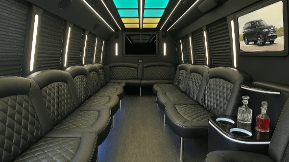 Interior of Charter Bus Company Visalia's 30 Passenger Party Bus in Visalia