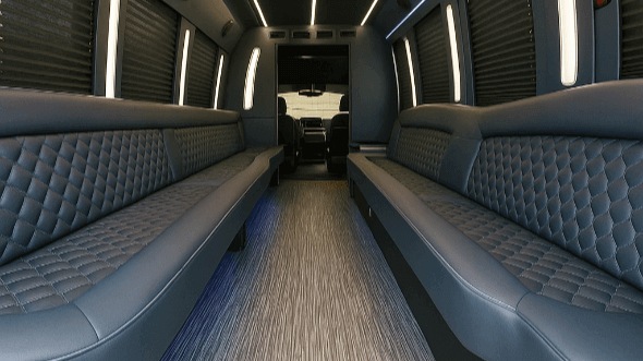 Interior of Charter Bus Company Madera's 40 Passenger Party Bus in Madera