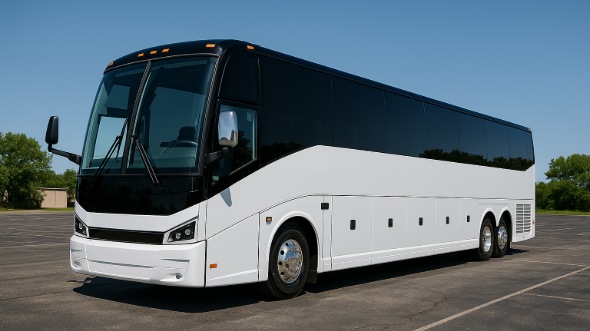 Exterior of Charter Bus Company Merced's 40 Passenger Party Bus in Merced