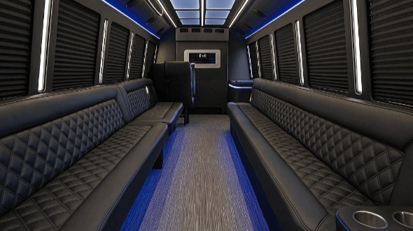 Interior of Clovis Party Bus Company's 50 Passenger Party Bus in Clovis