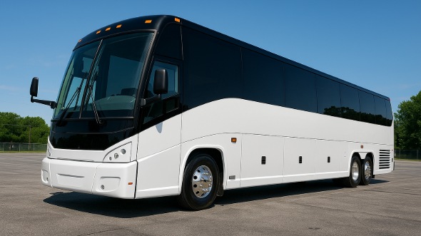 Exterior of Charter Bus Company Clovis's 56 Passenger Charter Bus in Clovis