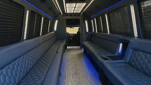 clovis 20 passenger party bus interior