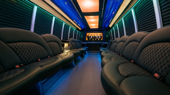 clovis 25 passenger party bus interior